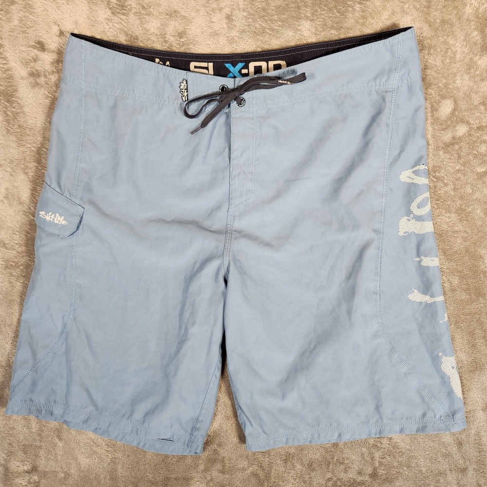 Salt Life Board Shorts Mens 38 Blue Excellent SLX-QD Quick Dry Cargo Pocket